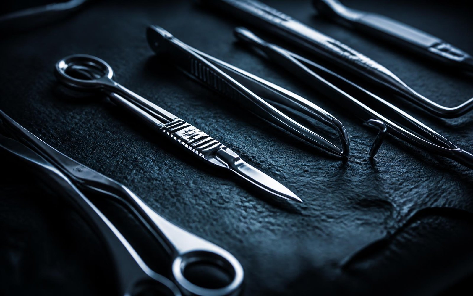Precision instruments arranged on a workbench